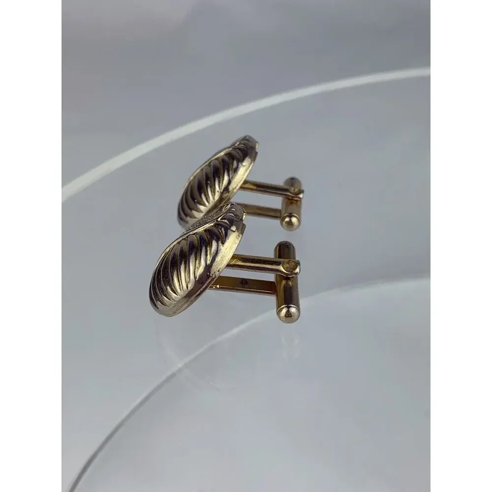 Retro 1980’s Style Button Gold Tone Cufflinks Flashy Funky Statement VTG N1